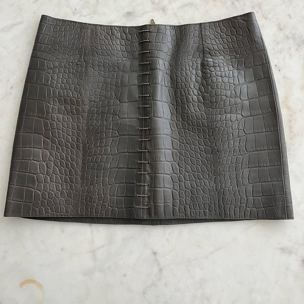 Alexander Wang Green Embossed Leather Skirt